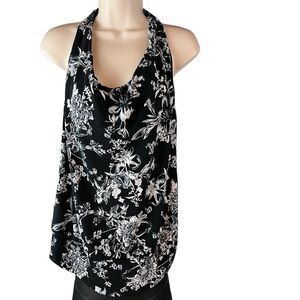 Soma Swim Tankini Top Size 12 Black White Floral (585)